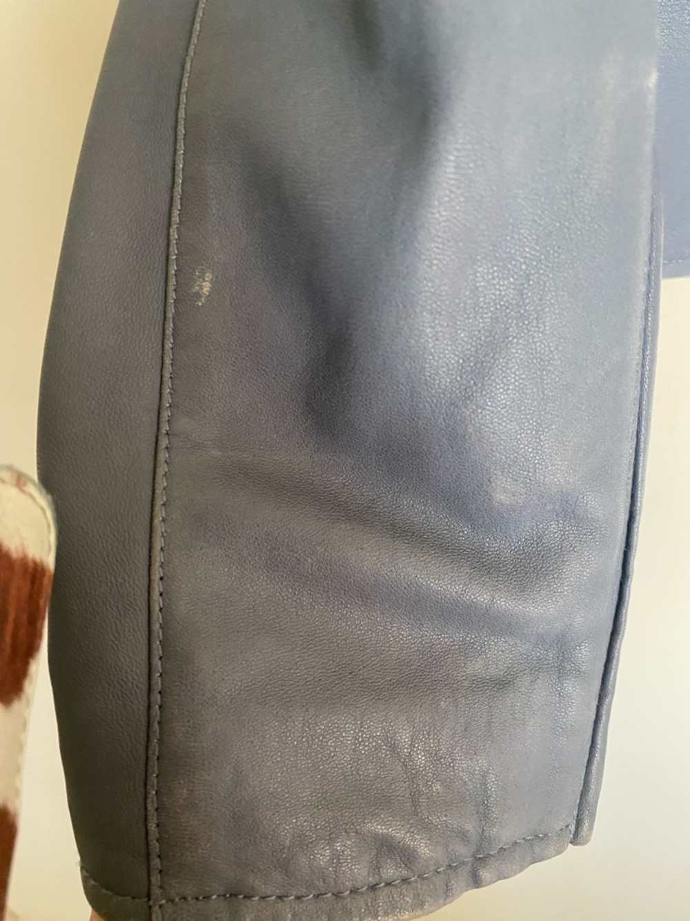 All Saints Leather Biker Jacket in Dusty Blue - Picture 6 of 7